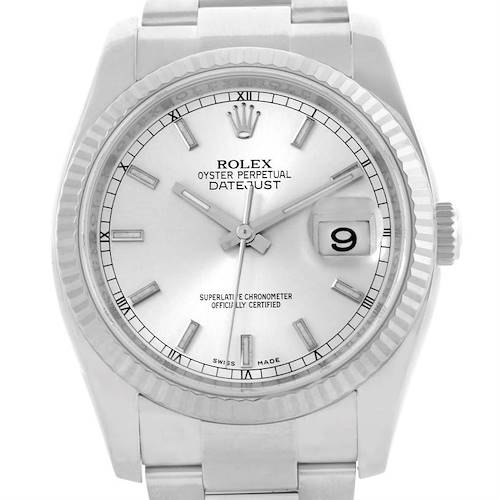 Photo of Rolex Datejust Mens Steel 18K White Gold Watch 116234 Year 2009