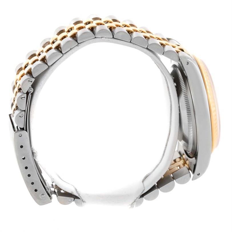 The image shows a side view of the Rolex Datejust 16233 Men's Steel and Gold (two tone) Champagne Dial 16233 Men's Steel and Gold (two tone) Champagne Dial watch, focusing on the bracelet and part of the case.