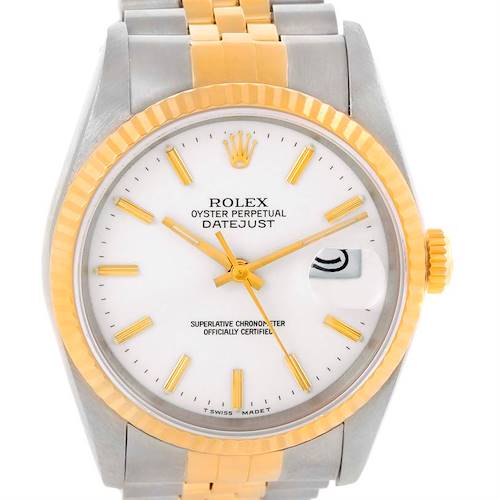 Photo of Rolex Datejust Steel 18k Yellow Gold White Dial Watch 16233