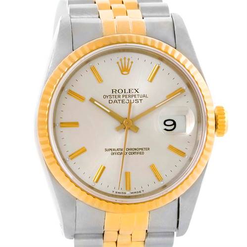 Photo of Rolex Datejust Steel 18k Yellow Gold Silver Dial Watch 16233