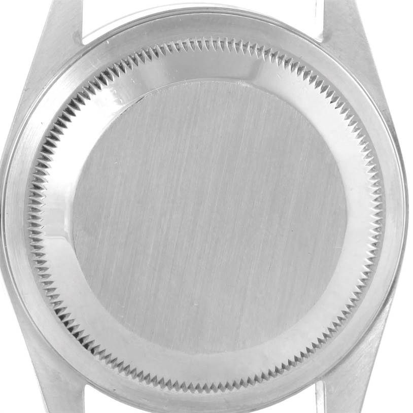 This image shows a close-up of the case back of a Rolex Datejust 16234 Men's Stainless Steel Silver Dial 16234 Men's Stainless Steel Silver Dial watch, viewed from the back.