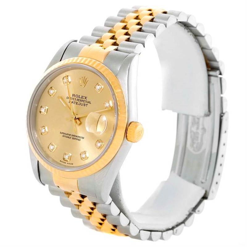 Rolex Datejust Steel Yellow Gold Diamond Dial Automatic Watch 16233 SwissWatchExpo