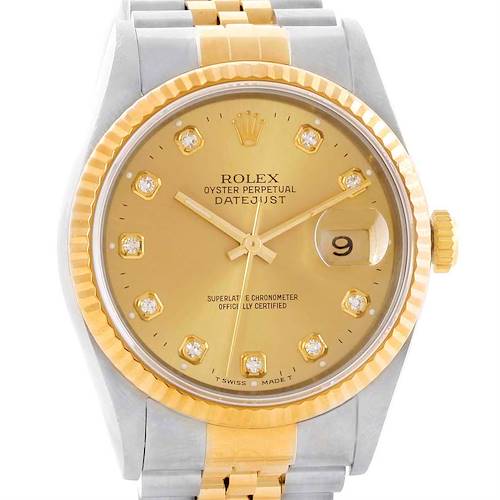 Photo of Rolex Datejust Steel Yellow Gold Diamond Dial Automatic Watch 16233
