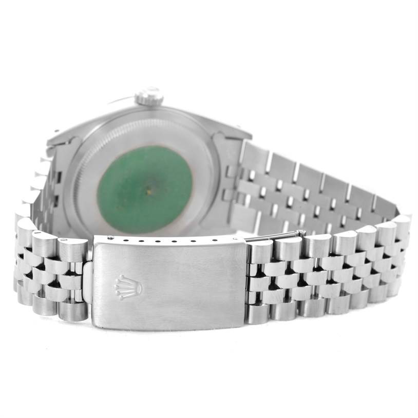 The image shows the back case and bracelet of a Rolex Datejust 16234 Men's Stainless Steel White Dial 16234 Men's Stainless Steel White Dial watch, viewed from the rear angle.