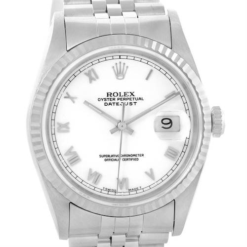 Photo of Rolex Datejust Steel 18k White Gold Watch 16234 Box Papers Unworn