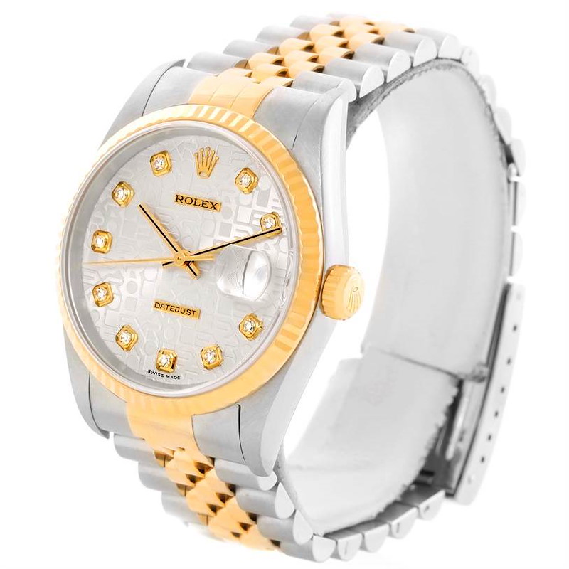 Rolex Datejust Steel 18K Yellow Gold Jubilee Diamond Dial Watch 16233 SwissWatchExpo