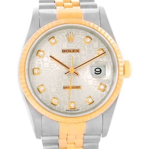 Photo of Rolex Datejust Steel 18K Yellow Gold Jubilee Diamond Dial Watch 16233