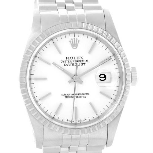 Photo of Rolex Datejust Stainless Steel White Dial Mens Watch 16220