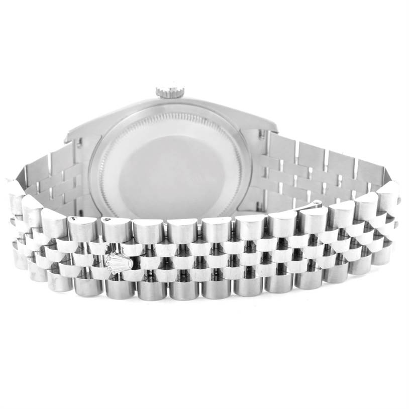 This image shows the back case and bracelet of a Rolex Datejust 116234 Men's Stainless Steel White Dial 116234 Men's Stainless Steel White Dial watch from a rear angle.