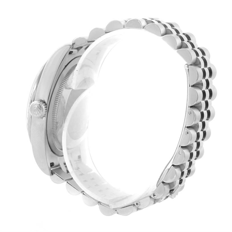 The image shows the side view and part of the bracelet of the Rolex Datejust 116244 Men's Stainless Steel Silver Dial 116244 Men's Stainless Steel Silver Dial watch.