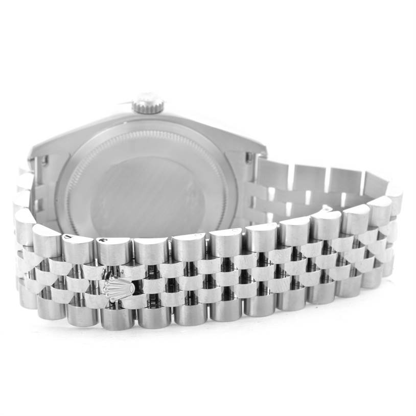 The image shows the back case and bracelet of the Rolex Datejust 116244 Men's Stainless Steel Silver Dial 116244 Men's Stainless Steel Silver Dial watch from a rear angle.