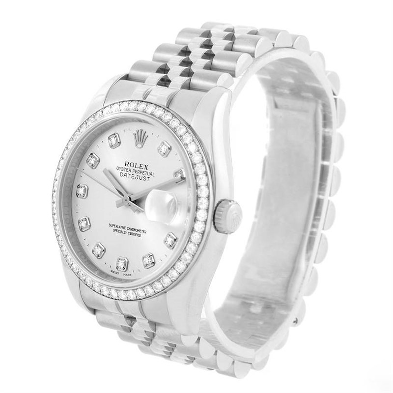 Rolex Datejust Steel 18K White Gold Diamond Mens Watch 116244 SwissWatchExpo