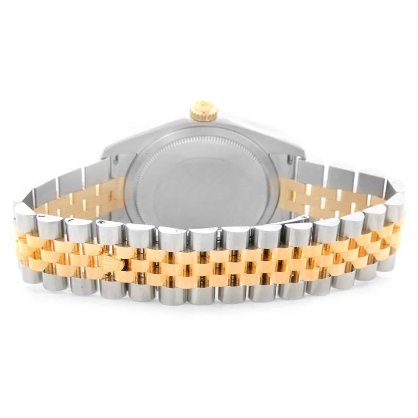 This image shows the back case and bracelet of a Rolex Datejust 116233 Men's Stainless Steel Champagne Dial 116233 Men's Stainless Steel Champagne Dial watch at a rear angle.