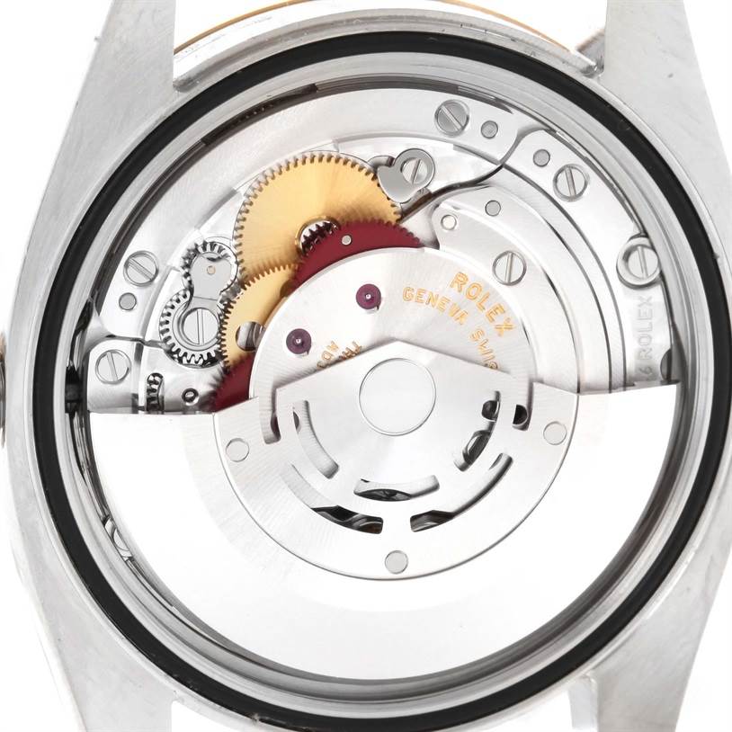 This is an image showing the movement mechanism from the back of a Rolex Datejust 116233 Men's Stainless Steel Champagne Dial 116233 Men's Stainless Steel Champagne Dial watch.