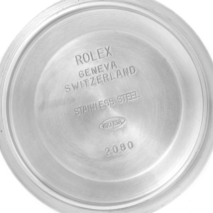 This image shows the inside case back of a Rolex Datejust 16200 Men's Stainless Steel Blue Dial 16200 Men's Stainless Steel Blue Dial watch, made of stainless steel with model and manufacturing information.