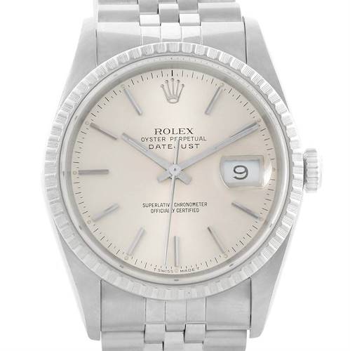 Photo of Rolex Datejust Stainless Steel Silver Dial Mens Watch 16220