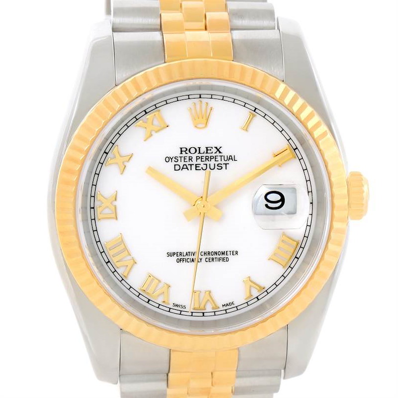 Rolex Datejust Steel 18K Yellow Gold White Dial Watch 116233 Box Papers SwissWatchExpo