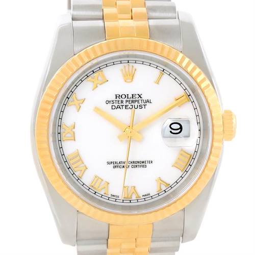Photo of Rolex Datejust Steel 18K Yellow Gold White Dial Watch 116233 Box Papers