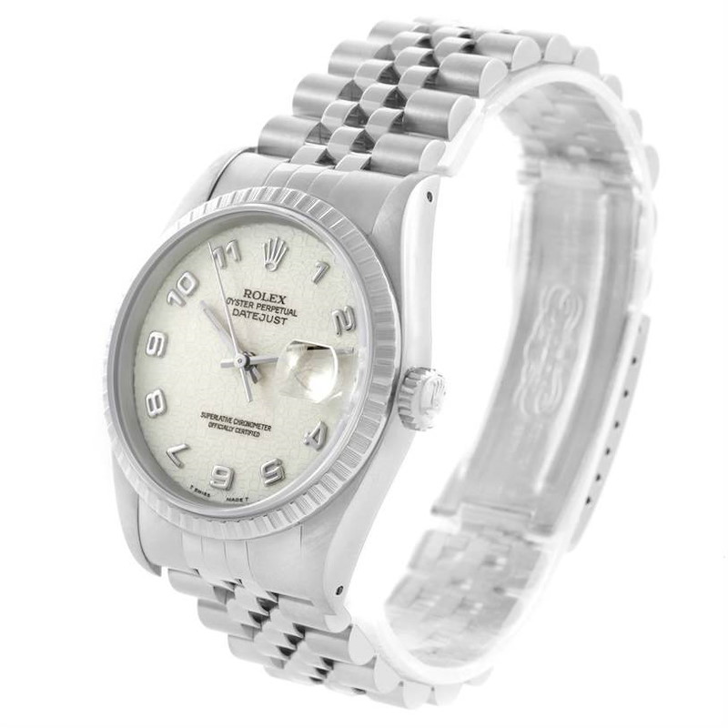 Rolex Datejust Ivory Anniversary Jubilee Dial Steel Mens Watch 16220 SwissWatchExpo