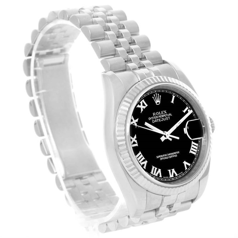 Rolex Datejust Steel 18K White Gold Black Roman Dial Watch 116234 SwissWatchExpo