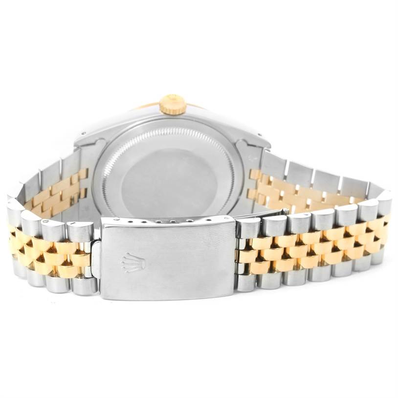 This image shows the back case and jubilee bracelet clasp of the Rolex Datejust 16233 Men's Steel and Gold (two tone) Champagne Dial 16233 Men's Steel and Gold (two tone) Champagne Dial watch, viewed from the rear.