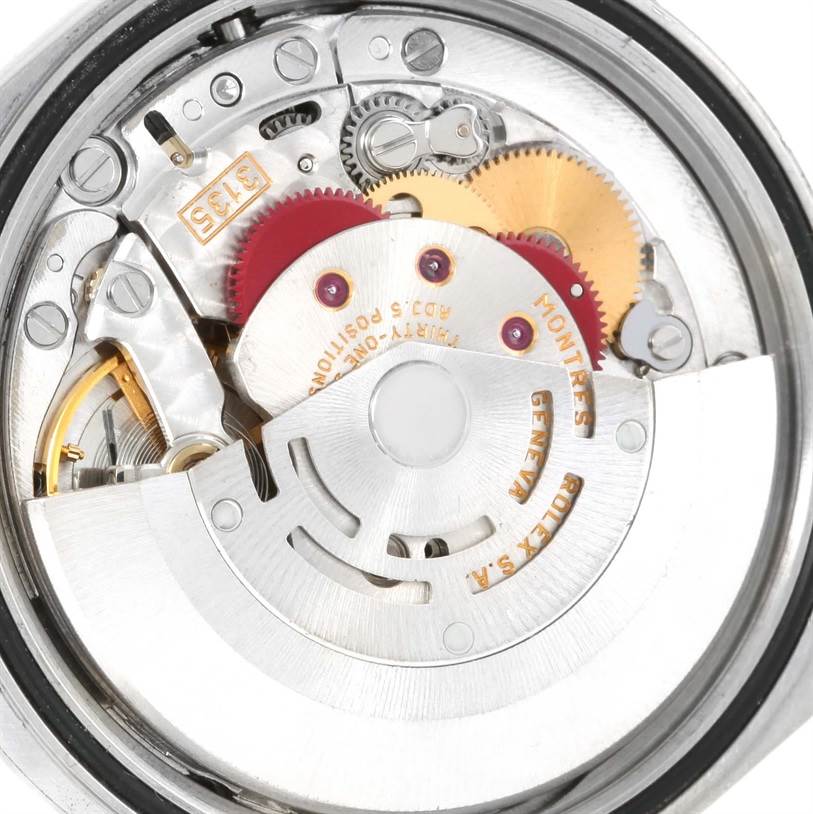 The image shows the inner mechanical movement of a Rolex Datejust 16200 Men's Stainless Steel Silver Dial 16200 Men's Stainless Steel Silver Dial watch, viewed from the back.