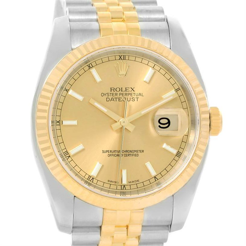 Rolex Datejust Steel 18K Yellow Gold Automatic Mens Watch 116233 SwissWatchExpo