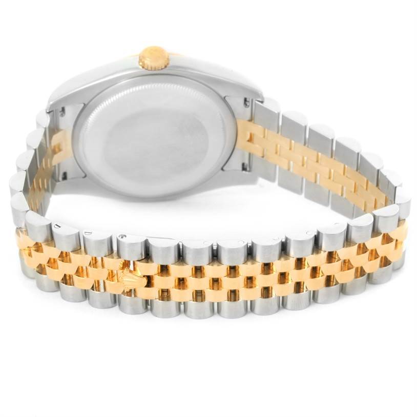 The image shows the back case and bracelet of a Rolex Datejust 116233 Men's Stainless Steel Champagne Dial 116233 Men's Stainless Steel Champagne Dial watch, featuring a two-tone metal design.