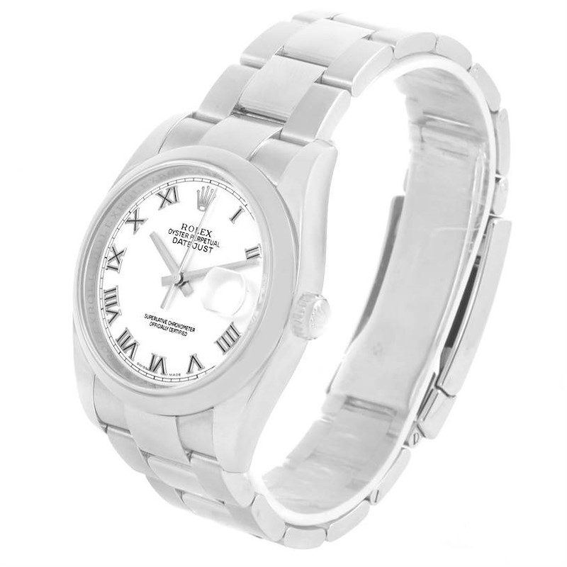 Rolex Datejust Steel White Roman Dial Oyster Bracelet Watch 116200 SwissWatchExpo