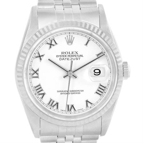 Photo of Rolex Datejust Steel White Gold White Roman Dial Automatic Watch 16234