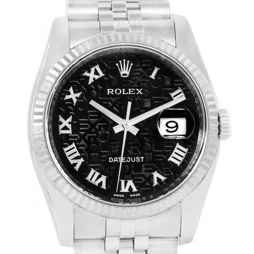 Photo of Rolex Datejust Mens Steel 18K White Gold Anniversary Dial Watch 116234