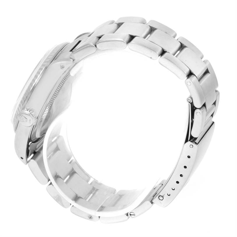 This image shows a side view of a Rolex Datejust 16234 Men's Stainless Steel Silver Dial 16234 Men's Stainless Steel Silver Dial watch, focusing on the bracelet and clasp.