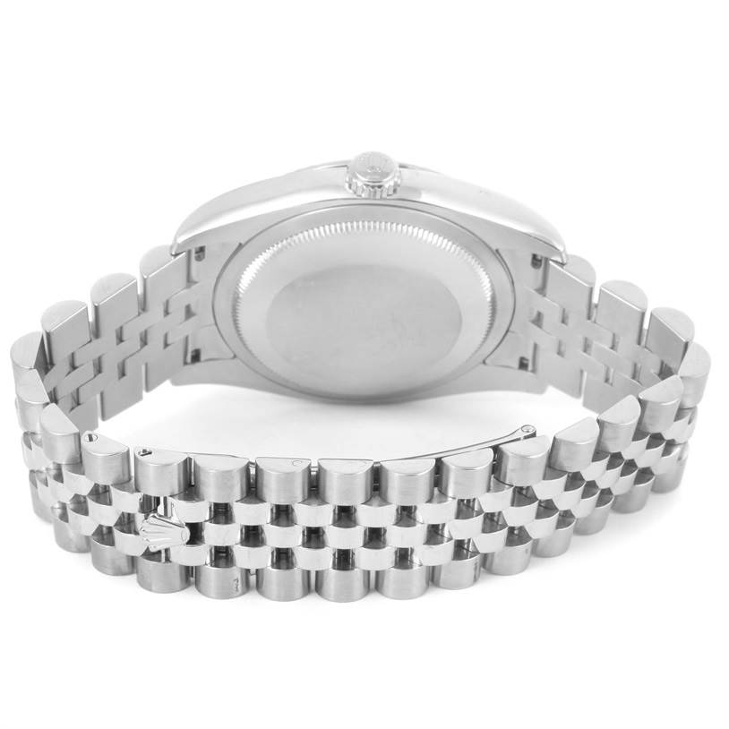 This image shows the back case and jubilee bracelet of the Rolex Datejust 116234 Men
s Stainless Steel Black Dial 116234 Men
s Stainless Steel Black Dial watch.