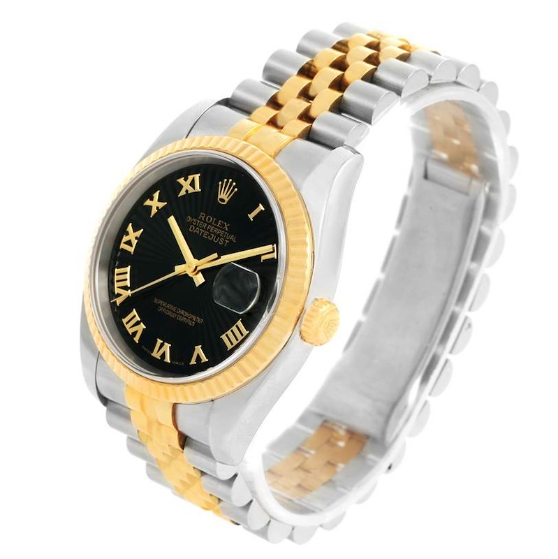 Rolex Datejust Steel 18K Yellow Gold Black Dial Watch 116233 Box Papers SwissWatchExpo