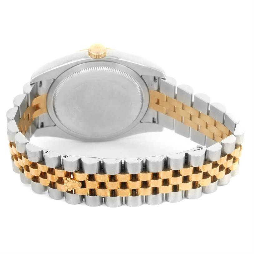 This image shows the back and bracelet of a Rolex Datejust 116233 Men
s Stainless Steel Black Dial 116233 Men
s Stainless Steel Black Dial watch, featuring a two-tone metal design.