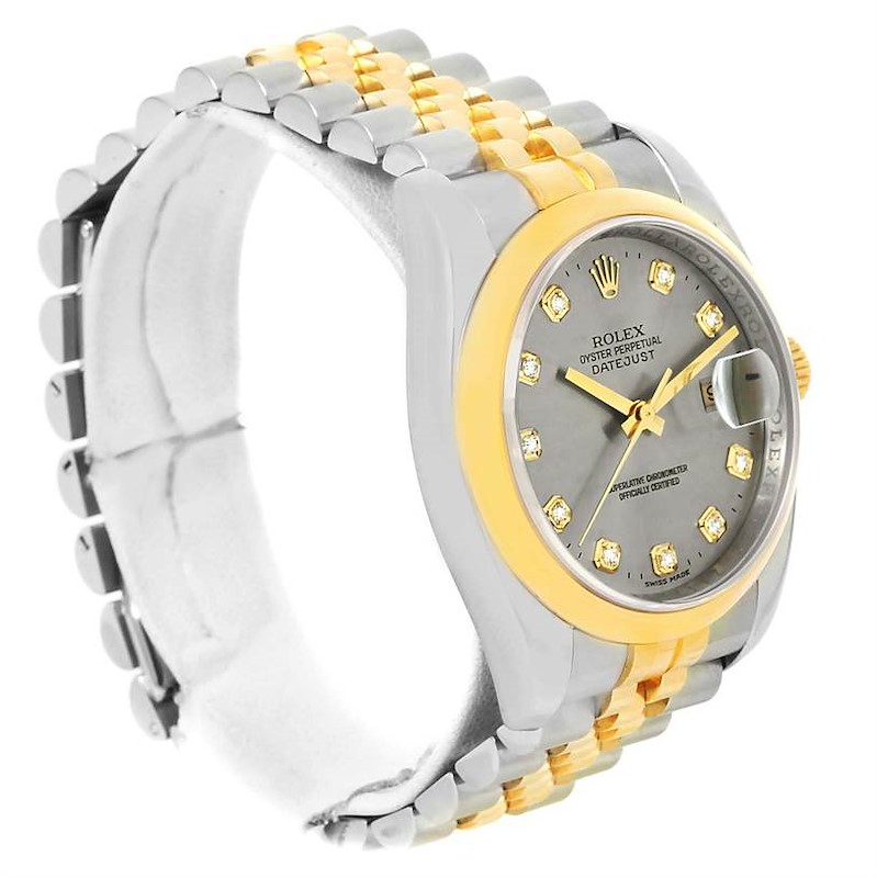 Rolex Datejust Steel 18K Yellow Gold Slate Diamond Dial Watch 116203 SwissWatchExpo
