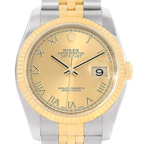 Photo of Rolex Datejust Steel 18K Yellow Gold Roman Dial Watch 116233