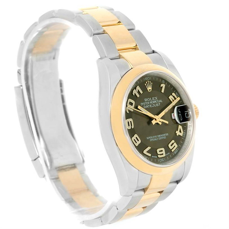 Rolex Datejust Steel Yellow Gold Brown Arabic Dial Mens Watch 116203 SwissWatchExpo