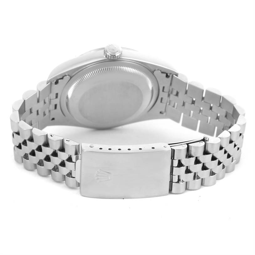 This image shows the back, clasp, and bracelet of a Rolex Datejust 16234 Men's Stainless Steel Silver Dial 16234 Men's Stainless Steel Silver Dial watch at a rear angle.