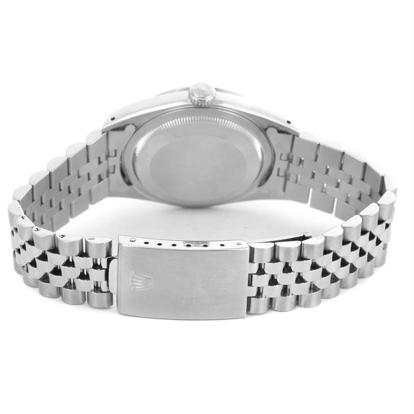 The image shows the back case and full bracelet of a Rolex Datejust 16234 Men's Stainless Steel Silver Dial 16234 Men's Stainless Steel Silver Dial watch at a rear angle.