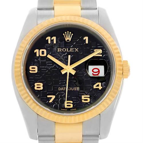 Photo of Rolex Datejust Steel 18K Yellow Gold Black Dial Watch 116233