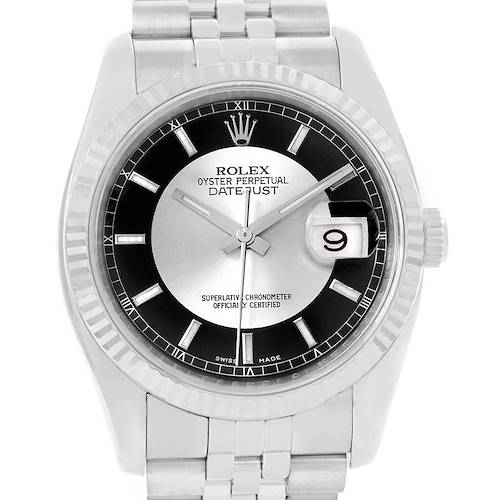 Photo of Rolex Datejust Steel 18K White Gold Tuxedo Dial Watch 116234