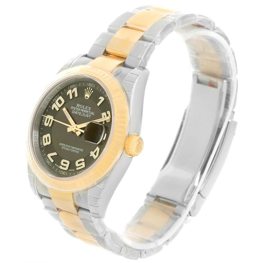 The image shows a Rolex Datejust 116233 Men
s Stainless Steel Brown Dial 116233 Men
s Stainless Steel Brown Dial watch at an oblique angle, highlighting the dial, bezel, and bracelet.