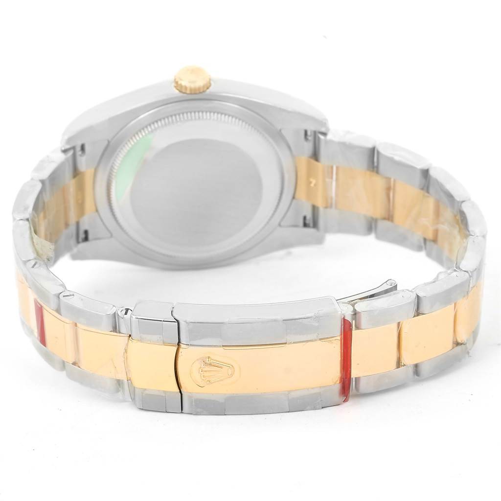 This image shows the back of a Rolex Datejust 116233 Men's Stainless Steel Green Dial 116233 Men's Stainless Steel Green Dial watch, highlighting the clasp and bracelet.