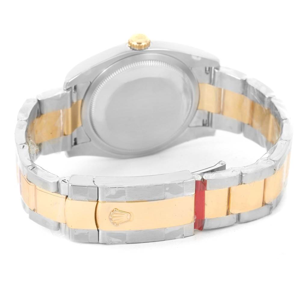 The image shows the back view of a Rolex Datejust 116233 Men's Stainless Steel Silver Dial 116233 Men's Stainless Steel Silver Dial watch, highlighting its case back, crown, and two-tone bracelet.