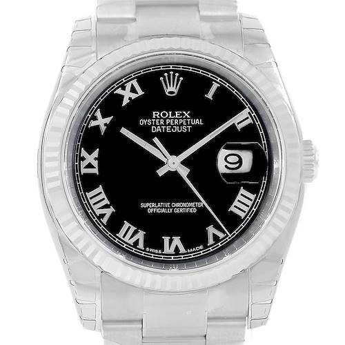 Photo of Rolex Datejust Steel White Gold Black Roman Dial Watch 116234 Unworn