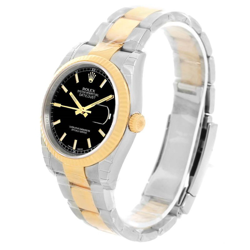 Rolex Datejust Steel Yellow Gold Black Baton Dial Watch 116233 Unworn SwissWatchExpo