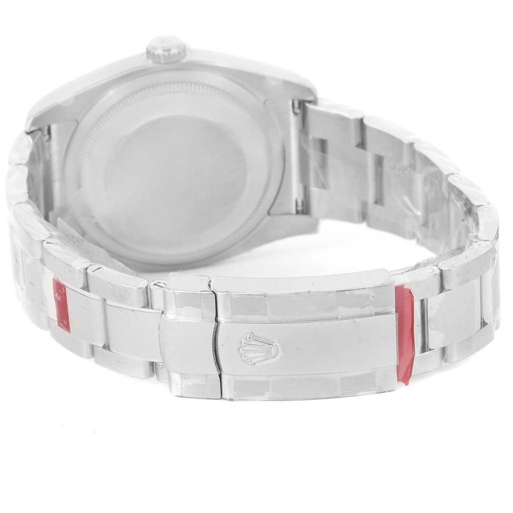 The image shows the back case and clasp of a Rolex Datejust 116234 Men
s Stainless Steel White Dial 116234 Men
s Stainless Steel White Dial watch.