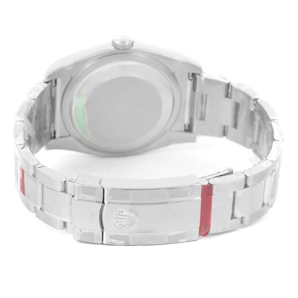 This image shows the back case and bracelet clasp of a Rolex Datejust 116234 Men
s Stainless Steel Silver Dial 116234 Men
s Stainless Steel Silver Dial watch from a rear angle.