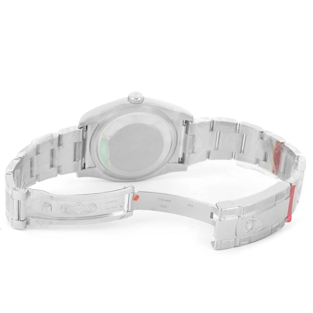 This image shows the back case and open clasp of the Rolex Datejust 116234 Men
s Stainless Steel Silver Dial 116234 Men
s Stainless Steel Silver Dial watch, highlighting the bracelet and deployment clasp.